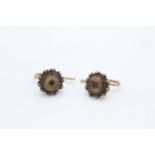 9ct Gold Antique Ruby Starburst Motif Earrings (1.2g)