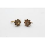 9ct Gold Antique Seed Pearl Starburst Motif Earrings (1.2g)