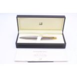 ALFRED DUNHILL AD 2000 Brushed Steel Ballpoint Pen / Biro WRITING Original Box In previously owned