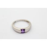 9ct White Gold Princess Cut Amethyst Solitaire Ring (1.9g) Size L