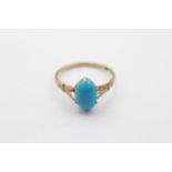 9ct Gold Faux Turquoise Solitaire Ring - As Seen (1.7g) Size P