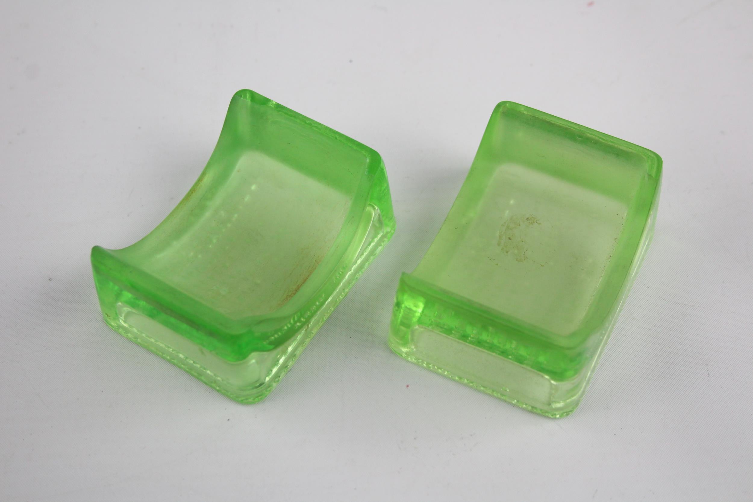 2 x Vintage 1930's LILLICRAPS Uranium Glass Razor Hone / Sharpeners ...