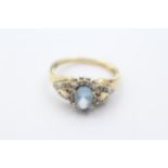9ct Gold Diamond & Blue Synthetic Spinel Dress Ring (2.8g) Size M