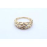 14ct Gold Diamond Three Row Ring (4g) Size M