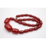 A Graduated Bakelite Barrel Bead Necklace