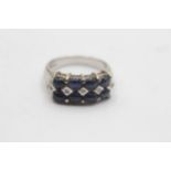 9ct white gold diamond & sapphire dress ring (5.3g) size N