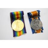 WW1 Medal Pair & Original Long Ribbons to 8779 Pte J. H. Mitchell Liverpool Regt