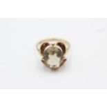 9ct gold vintage claw set citrine ring (2.8g) size N