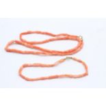 9ct gold clasp coral bracelet and necklace set (9.3g)