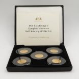 Boxed complete 1918 King George V mint marked gold sovereign set 5 encapsulated gold full sovereigns