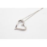 9ct white gold diamond heart pendant necklace (1.6g)