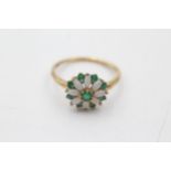 9ct gold opal and emerald cluster ring (1.7g) size N