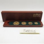 Outer sleeve and inner luxury wooden box containing sliding tray with Australian Nugget Bicentennial