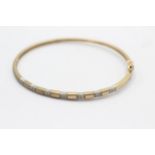 9ct gold bangle with diamond spacers (8.5g)