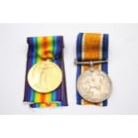 WW1 Medal Pair & Original Long Ribbons to C-1739 Pte A. Meacham KRRC