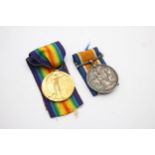 WW1 Medal Pair & Original Long Ribbons to 26691 Pte H. Marshall Scottish Rifles