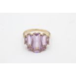 9ct gold diamond and amethyst 5 stone dress ring (3.8g) Size P