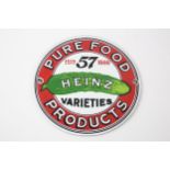 Vintage HEINZ Pure Food Repro Hand Printed Porcelain Enamel Advertising Sign // Diameter - 20.5cm In