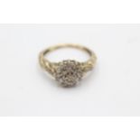 9ct gold vintage diamond twist floral ring (2.1g) Size N + 1/2