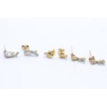 9ct gold paired stud earrings inc. diamond, topaz (3.3g)