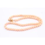 9ct gold clasped polished angel skin coral necklace (15.5g)