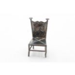 Antique Hallmarked 1894 Sheffield STERLING SILVER Doll's House Chair 13g // w/ Cherub Detail Maker -