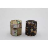 2 x Antique / Vintage Decorative Ring Boxes Inc Mother of Pearl, Tortoiseshell // In antique /
