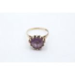 9ct gold vintage claw set amethyst ring (2.6g) Size L