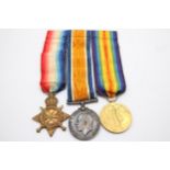 WW1 1914-15 Star Trio & Original Long Ribbons to 2393 Pte T. Ward Middlesex Regt // WW1 1914-15 Star