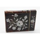 Antique Tortoiseshell & Mother of Peal Floral Design Calling Card Case // Dimensions - 8.2cm(w) x