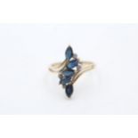 9ct gold diamond & sapphire dress ring (2.5g) Size O