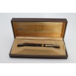 DUNHILL Brown Lacquer FOUNTAIN PEN w/ 14ct Gold Nib WRITING Boxed // DUNHILL Brown Lacquer