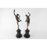 2 x Antique After Giambologna Mercury & Fortuna BRONZE ORNAMENTS (8990g) // Approx Height (Mercury