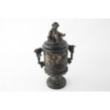 Antique Napoleon III Bacchanal Relief Bronze URN w/ Grape Vine Handles (4053g) // Approx Dimensions: