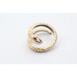 9ct gold snake ring with garnet eyes (3.5g) Size J