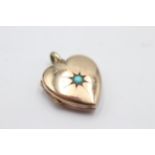 9ct gold turquoise heart locket (3.5g)