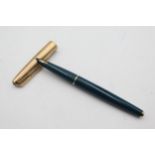 CHALK MARKED Vintage Parker 61 Teal Fountain Pen w/ Rolled Gold Cap WRITING // CHALK MARKED