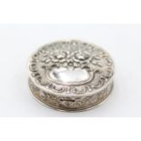 Antique / Vintage Stamped .835 SILVER Circular Pill & Trinket Box (44g) // Maker - Unidentifiable