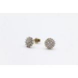 9ct gold diamond halo stud earrings (1.4g)