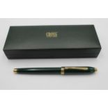 Vintage CROSS Townsend Green Lacquer FOUNTAIN PEN w/ 14ct Gold Nib WRITING // Vintage CROSS Townsend