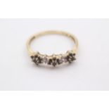 9ct Gold Diamond And Sapphire Triple Starburst Ring (1.8g)Size U