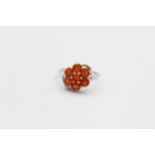 9ct White Gold Orange Gemstones Flower Cluster Ring (2.9g)Size O