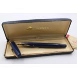 Vintage SHEAFFER Imperial Navy FOUNTAIN PEN w/ 14ct Gold Nib WRITING BoxedVintage SHEAFFER