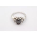 9ct White Gold Diamond And Black Gemstone Ring (4.3g)Size N