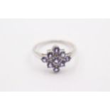 9ct White Gold Diamond And Tanzanite Cluster Ring (2.7g)Size E