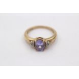 9ct Gold Diamond And Oval Tanzanite Seven Stone Ring (3.2g)Size O