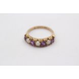 9ct Gold Vintage Amethyst And Opal Seven Stone Ring (1.9g)Size K