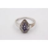 9ct White Gold Tanzanite And Diamond Teardrop Halo Cluster Ring (3.5g)Size P