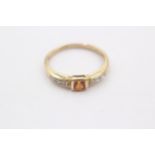 9ct Gold Yellow Gemstone And Diamond Shoulder Setting Ring (1.6g)Size N