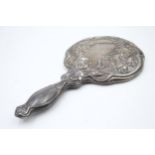 Antique Art Nouveau 1910 Birmingham STERLING SILVER Ladies Vanity Mirror (425g) // Maker -